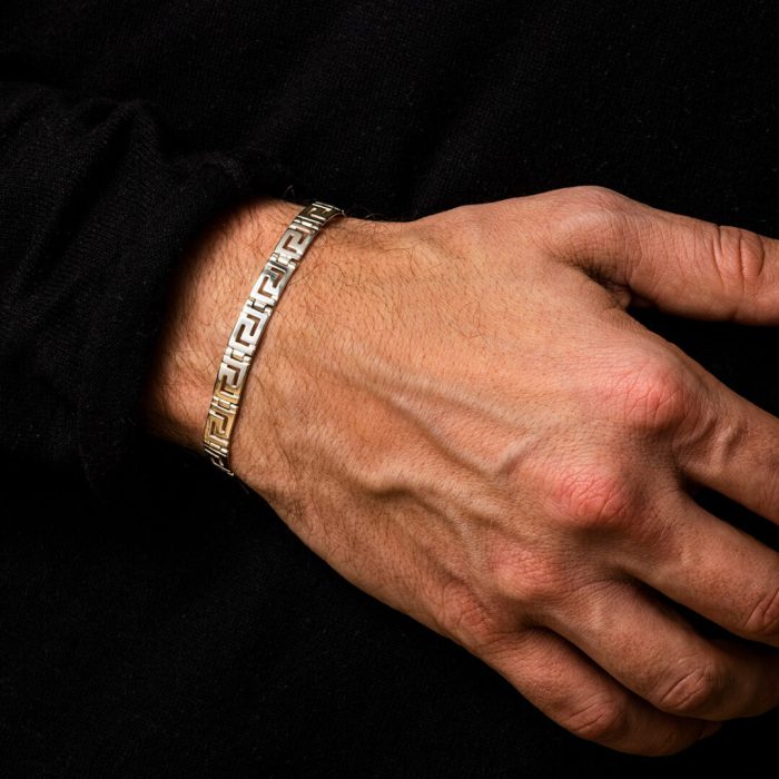 Greek Key Link Bracelet – Sterling Silver and Gold Plated - Image 10