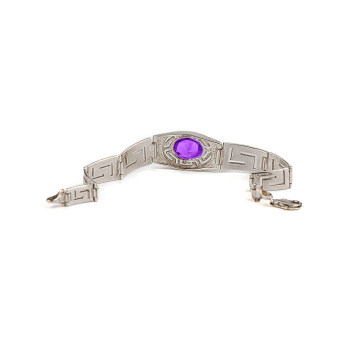 Greek Key Meander Bracelet with Zircon – 925 Sterling Silver - Image 4
