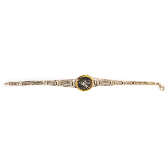 Athena Coin Link Bracelet – 14K Gold and 925 Sterling Silver - Image 2