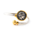 Βραχιόλι Χειροπέδα με Θεά Αθηνά  – Χρυσό 14Κ και Ασήμι 925