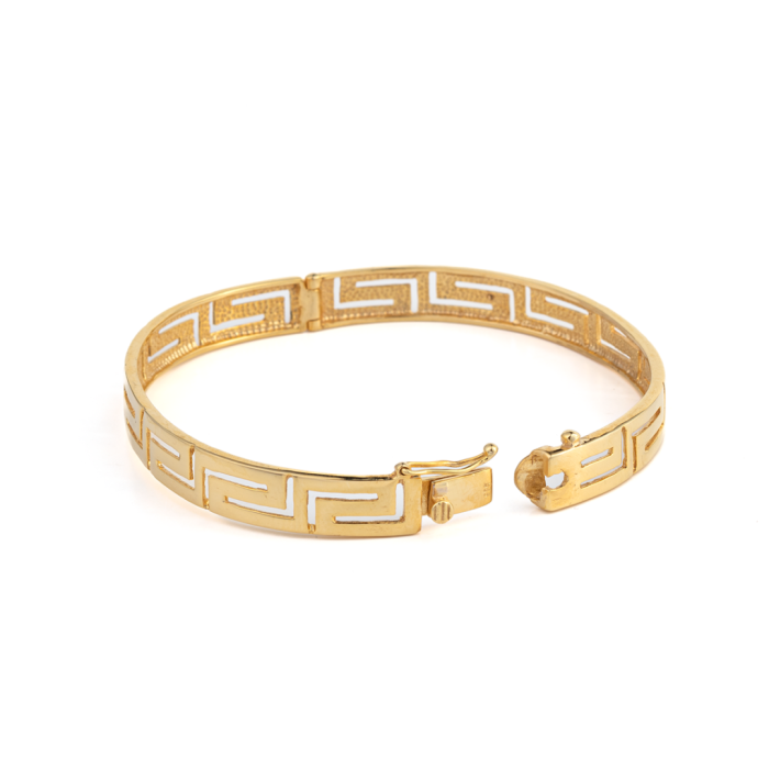 Greek Key Bangle Bracelet - 14K Gold - Image 3