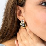 14K Gold Sterling Silver Goddess Athena Earrings - Image 2