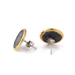 Phaistos Disc Stud Earrings - 14K Gold and Sterling Silver - Image 3