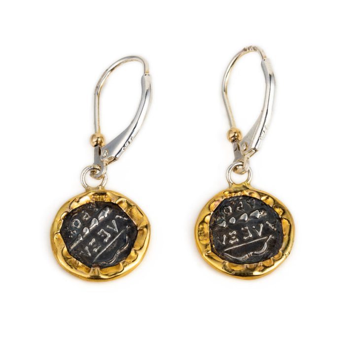 Vergina Star 14K Gold Sterling Silver Earrings - Image 2