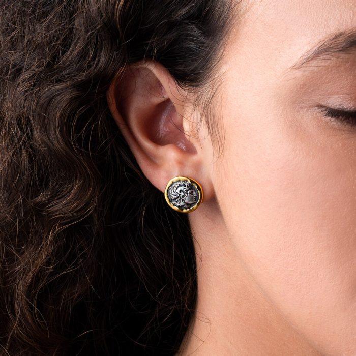 14K Gold Sterling Silver Alexander the Great Earrings - Image 2