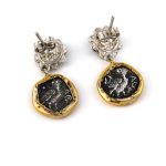 Athena Goddess Earrings - 14K Gold and 925 Sterling Silver - Image 3