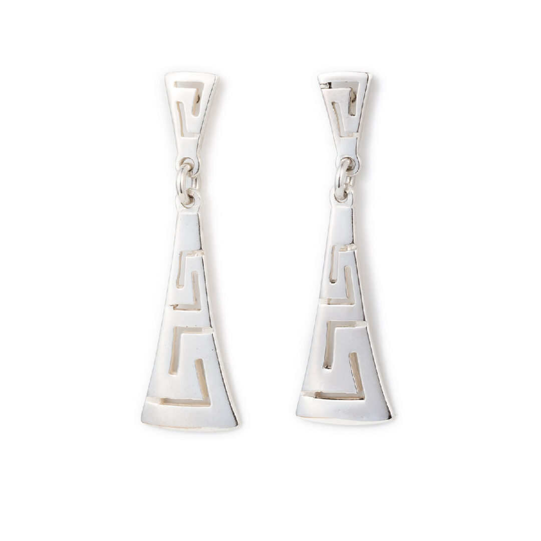 OW-E-1801 Sterling Silver Meander Dangle Earrings - Image 1