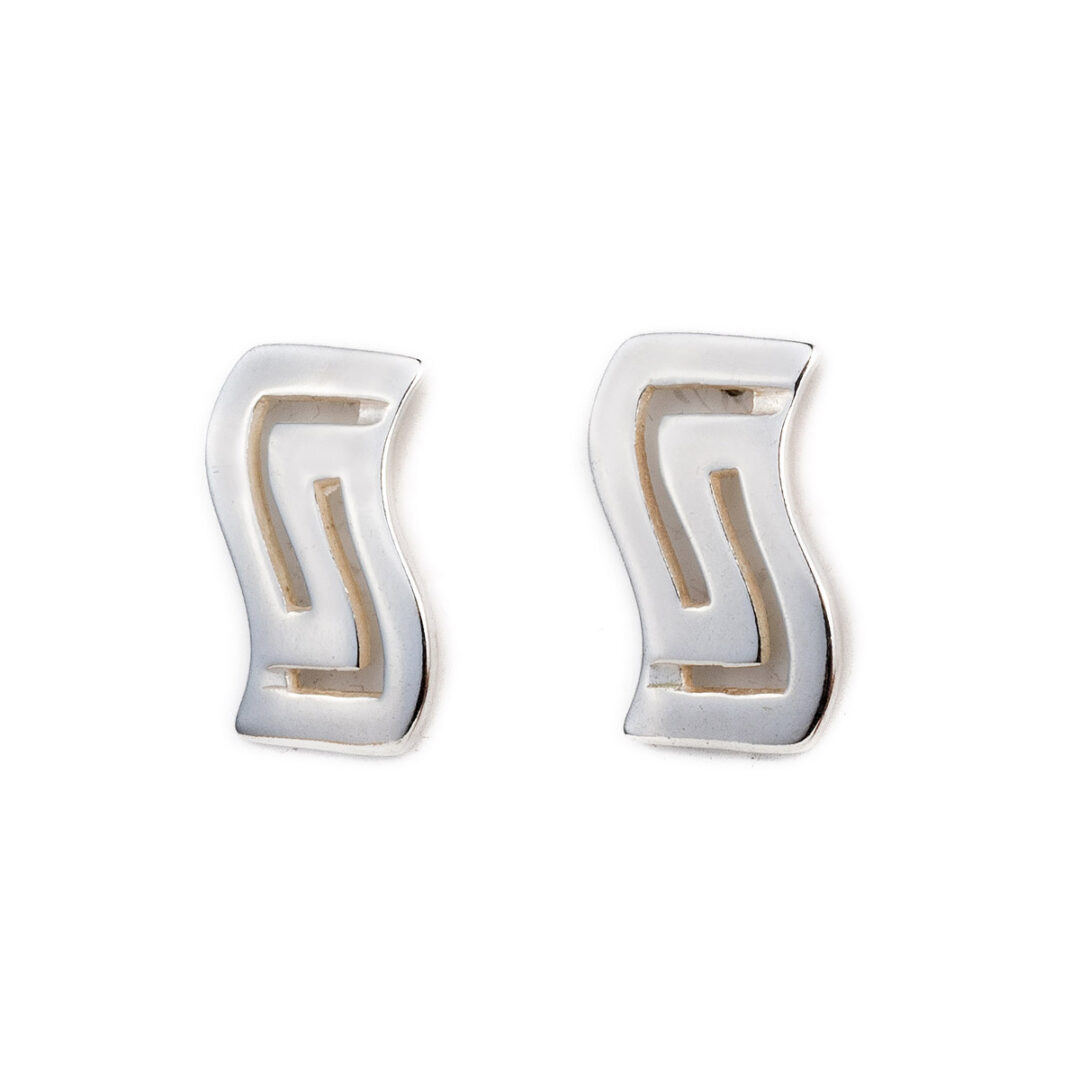 OW-E-1811_1 Greek Key Stud Earrings - Image 1