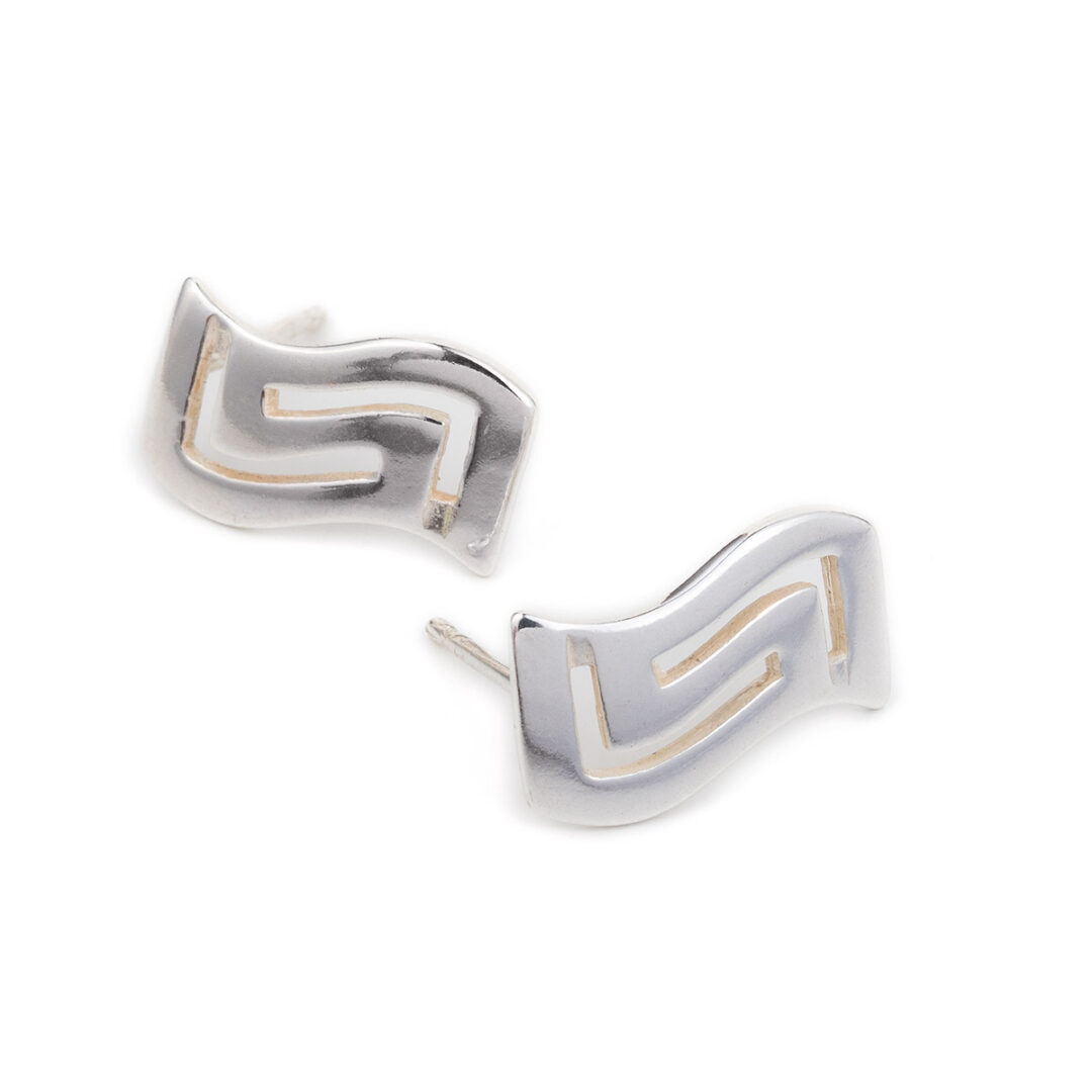 OW-E-1811b Greek Key Stud Earrings - Image 2