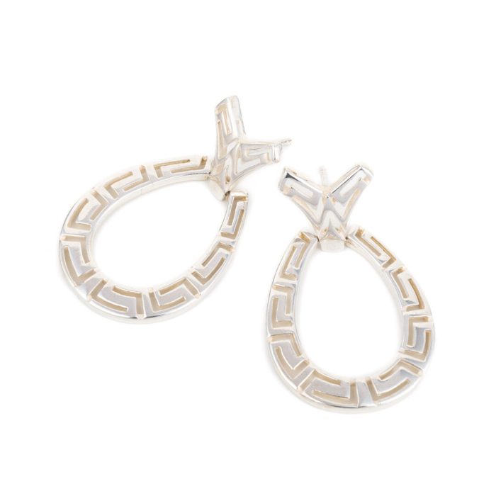 Sterling Silver Meander Greek Key Earrings - Image 2