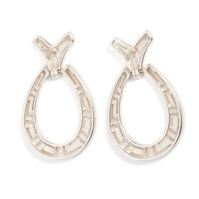Sterling Silver Meander Greek Key Earrings - Image 3