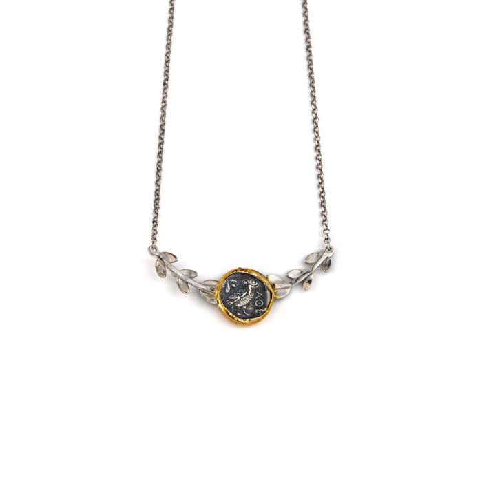 Athena Goddess Necklace - 14 K Gold and Sterling Silver - Image 3