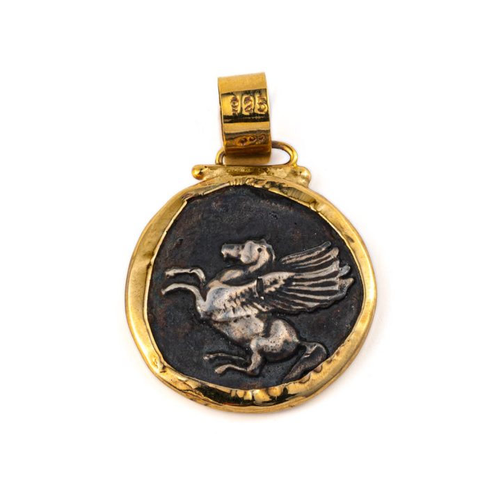 Athena Chalinitis Coin Pendant - 14K Gold 925 Sterling Silver - Image 3