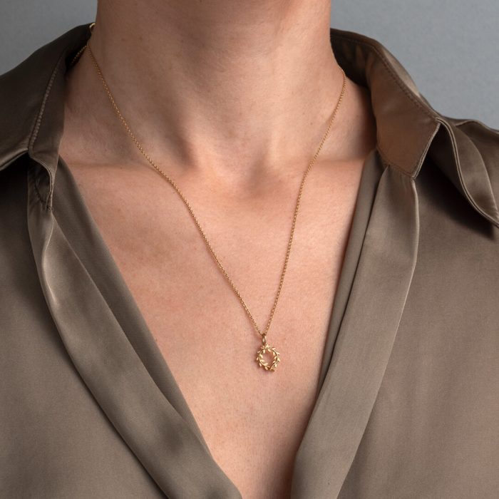 Olive Wreath Pendant - 14K Gold - Image 2