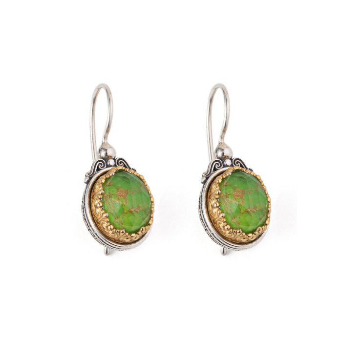 Gerochristo - Iris Earrings in Sterling Silver with Green Turquoise Copper
