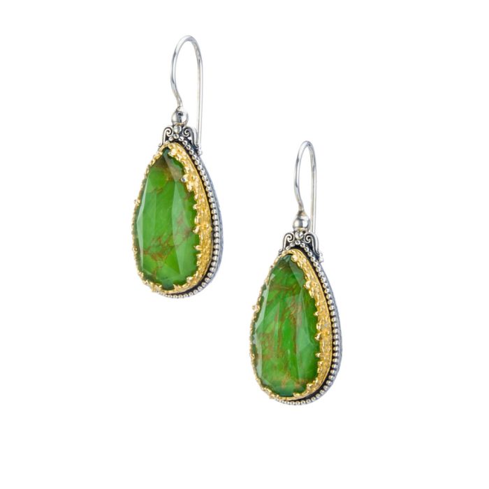 Dione teardrop earrings in Sterling silver with Amazonite - Image 3