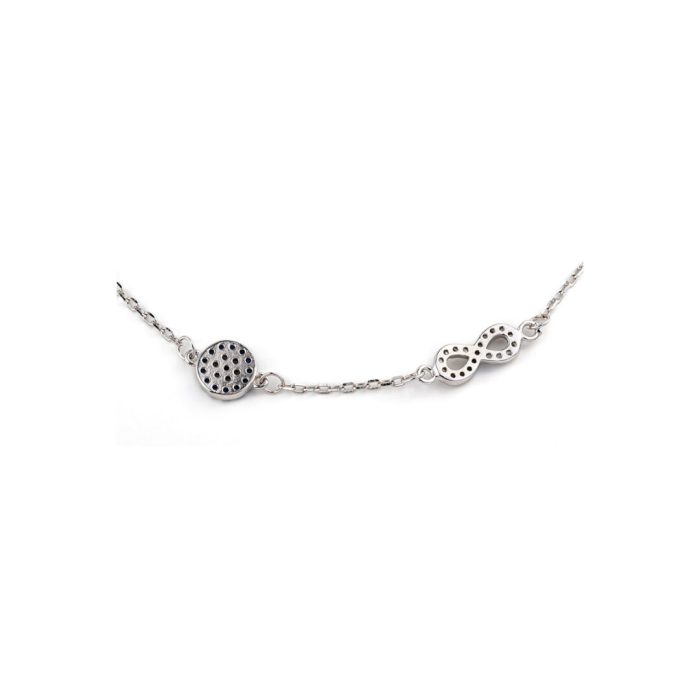 Sterling Silver Evil Eye Infinity Bracelet with Zircon - Image 2