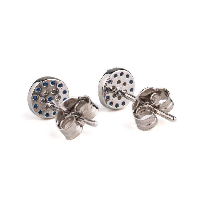 Eye Stud Earrings with Blue Zircon – 925 Sterling Silver - Image 3