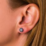 Evil Eye Round Stud Earrings – 9K Gold - Image 2
