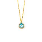Sterling Silver Gold Plated Eye Necklace with Zircon