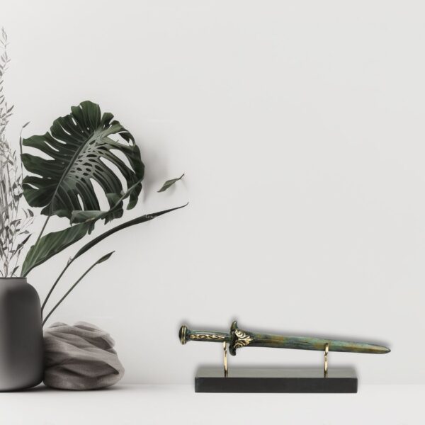 Ancient Spartan Sword on Marble Base - Bronze - Image 2