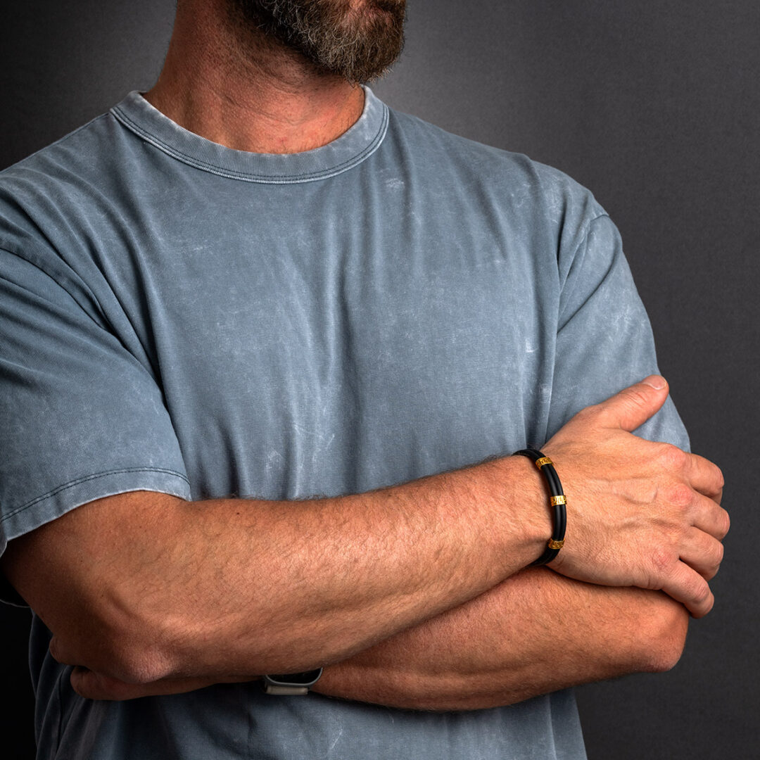 R24-3G-Gm Greek Key Bracelet - 925 Sterling Silver Gold Plated - Image 2