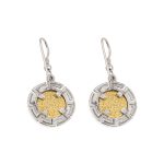 Phaistos Disc Earrings - Sterling Silver and Gold Plated - Image 2