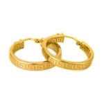Greek Key Hoop Earrings - Sterling Silver Gold Plated