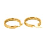 Greek Key Hoop Earrings - Sterling Silver Gold Plated - Image 2