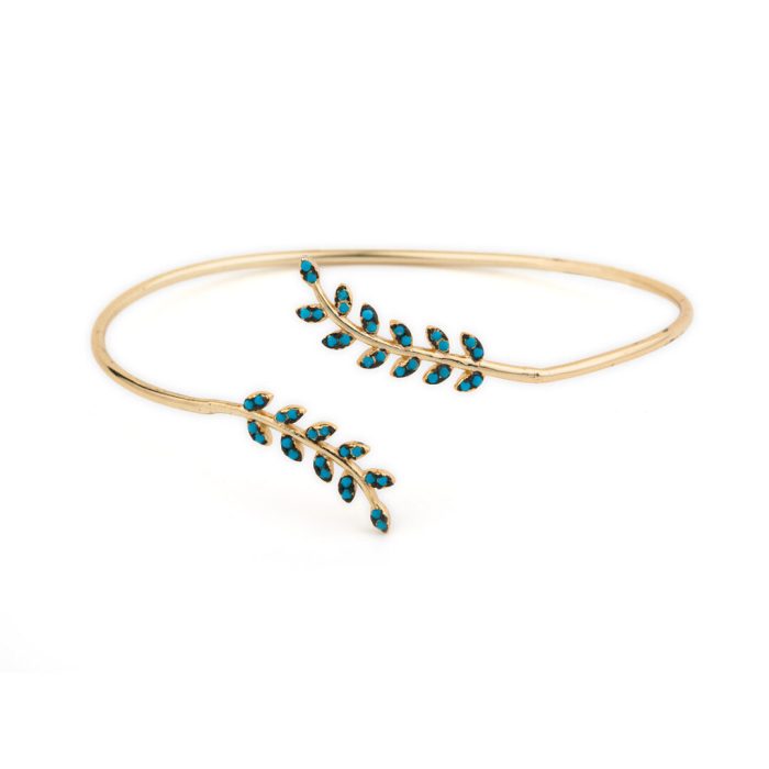Olive Bangle Bracelet with Lapis – 925 Sterling Silver and Gold Plated - Image 3