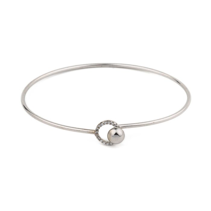 Μίνιμαλ Βραχιόλι Bangle με Κύκλο - Ασήμι 925 - Image 1