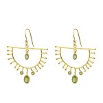 Semi-Circle Dangle Earrings in Gold-Plated & 925 Sterling Silver with Peridot