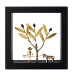 The peasant And The Donkey – Wood Art Frame 20X20cm