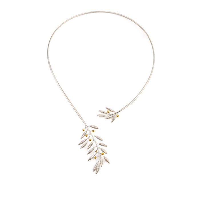 Olive Leaf Lace Necklace - Sterling Silver Gold Plated - Image 2