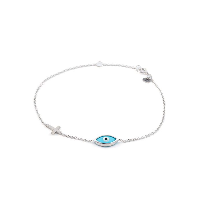 9K Gold Eye Bracelet with Cross - Image 1