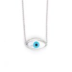 9K White Gold Necklace Evil Eye