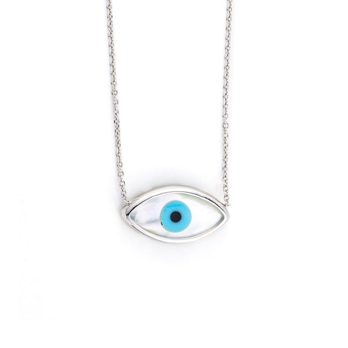 9K White Gold Necklace Evil Eye - Image 1