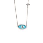 Κολιέ Χρυσό 9 Καρατίων Ματάκι με Σταυρό