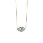 Eye Turquoise Zircon Necklace – 9K Gold