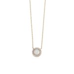 White Opal Necklace with Zircon - 9K Gold