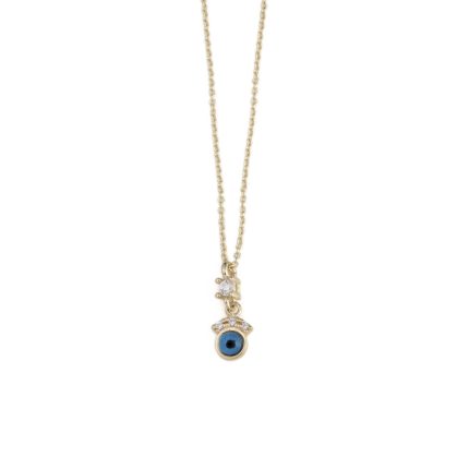 Dainty Blue Eye Necklace – 9K Gold
