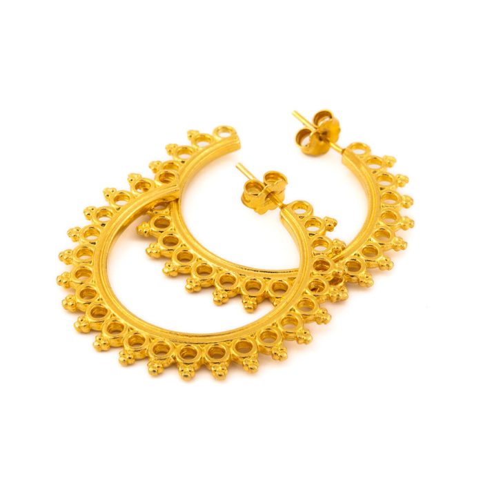 Sterling Silver Gold Plated Hoops Earrings - Image 4