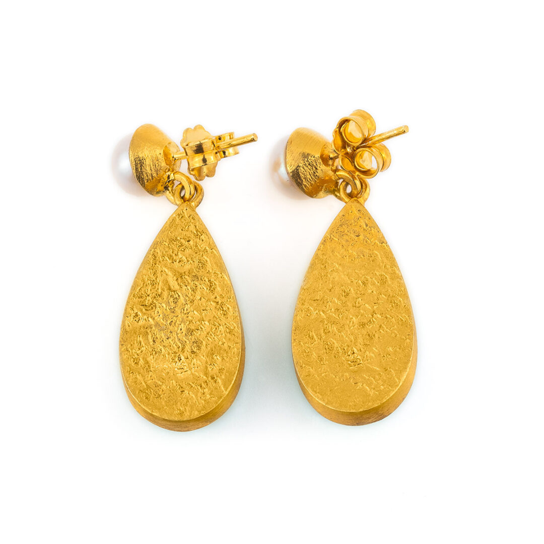 TS-N-03209c Sterling Silver Gold Plated Doublet Amazonite Earrings - Image 3