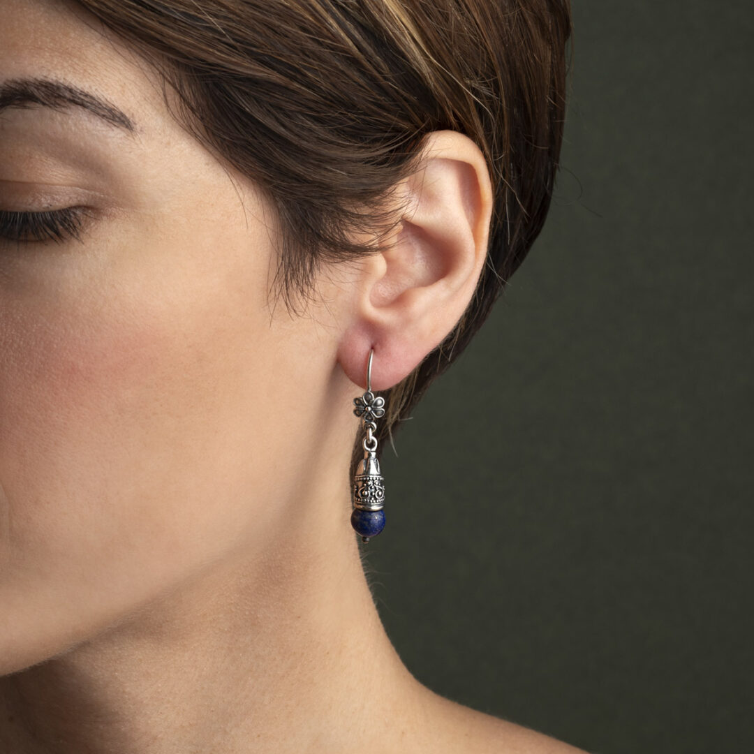 VA-SK-07153024m Byzantine Lapis Lazuli Earrings - 925 Sterling Silver - Image 2