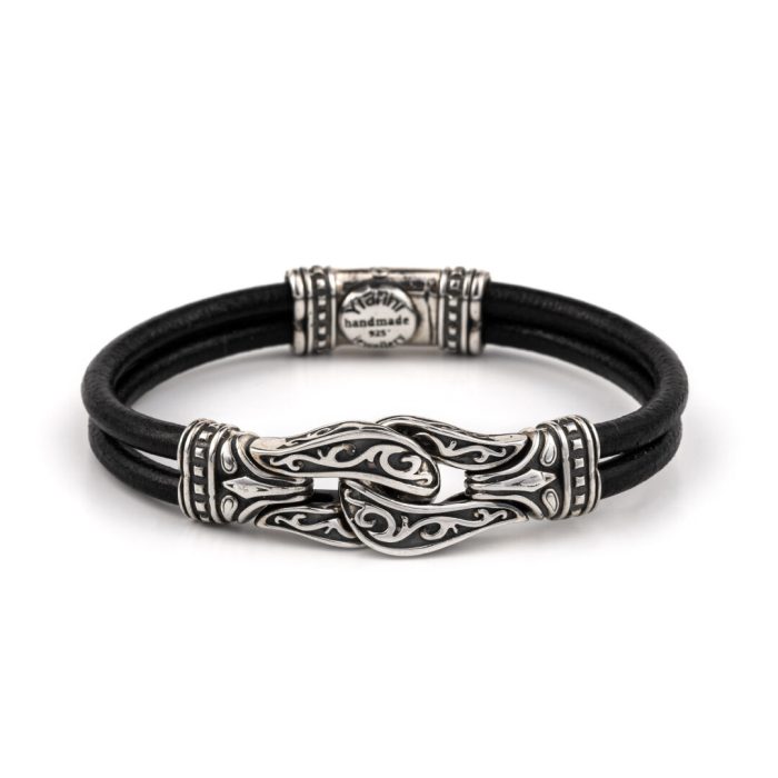 Hercules Leather Bracelet – Sterling Silver Yianni Jewelry - Image 1