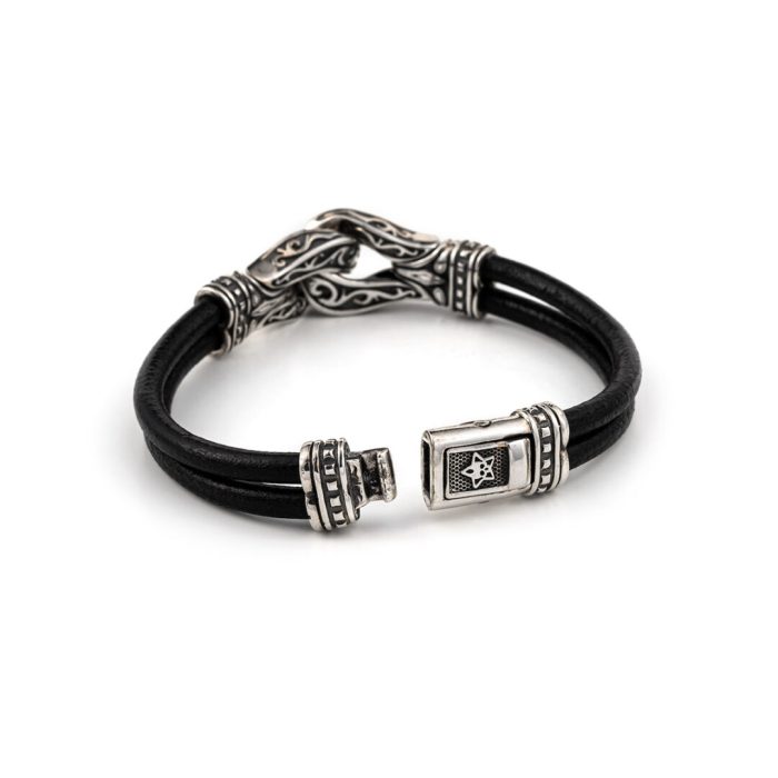 Hercules Leather Bracelet – Sterling Silver Yianni Jewelry - Image 3