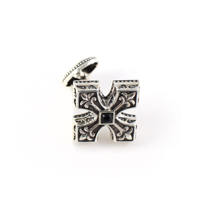 Byzantine Cross Cufflinks - Sterling Silver Yianni Jewelry - Image 2