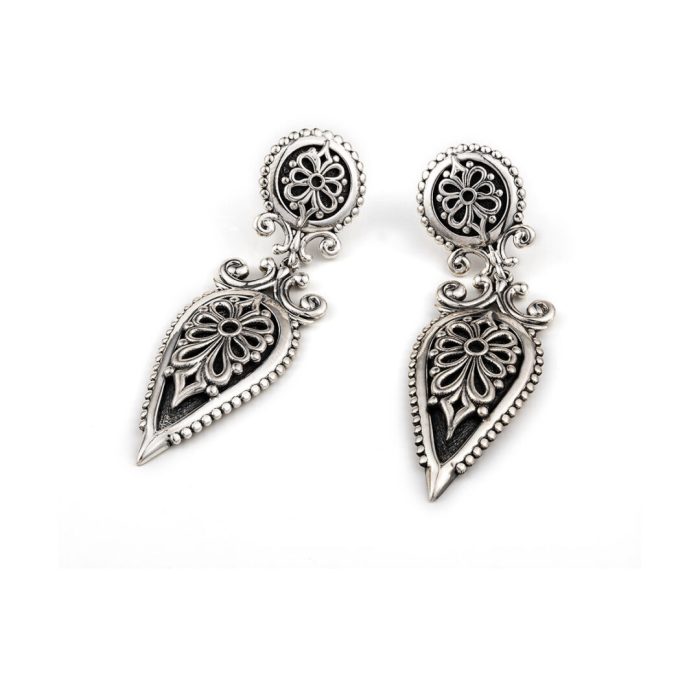 Anthemion Drop Earrings Sterling Silver - Yianni Jewelry - Image 1
