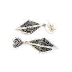 Byzantine Geometric Chandelier Silver Earrings - Yianni Jewelry - Image 2