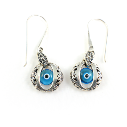 Byzantine Evil Eye Earrings - Sterling Silver Yianni Jewelry
